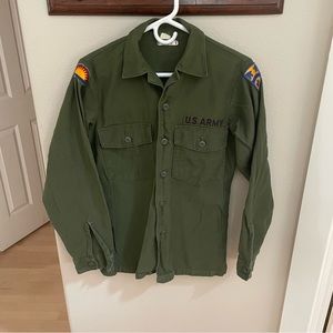 Vintage 1967 Vietnam OG 107 Sateen Long Sleeve Button Up Collared Army Shirt